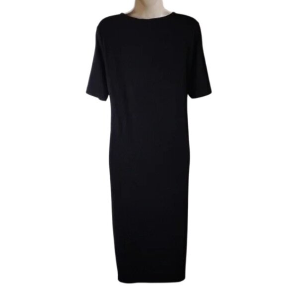 NWT Chico's Travelers Square Neck Dress 2 12 14 Slinky Black Short Sleeve - Picture 4 of 11